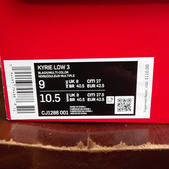 Nike Kyrie Low 3 'Moon' Black/Blue CJ1286-001 Basketball Shoes Men's Size 9 - Picture 15 of 15